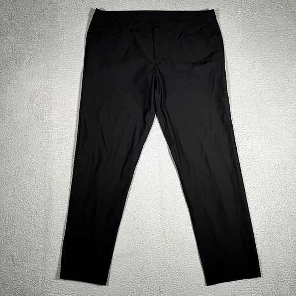 Lululemon Pants Mens 40x33 Black ABC Classic Fit Warpstreme Golf Casual Logo - Picture 1 of 10